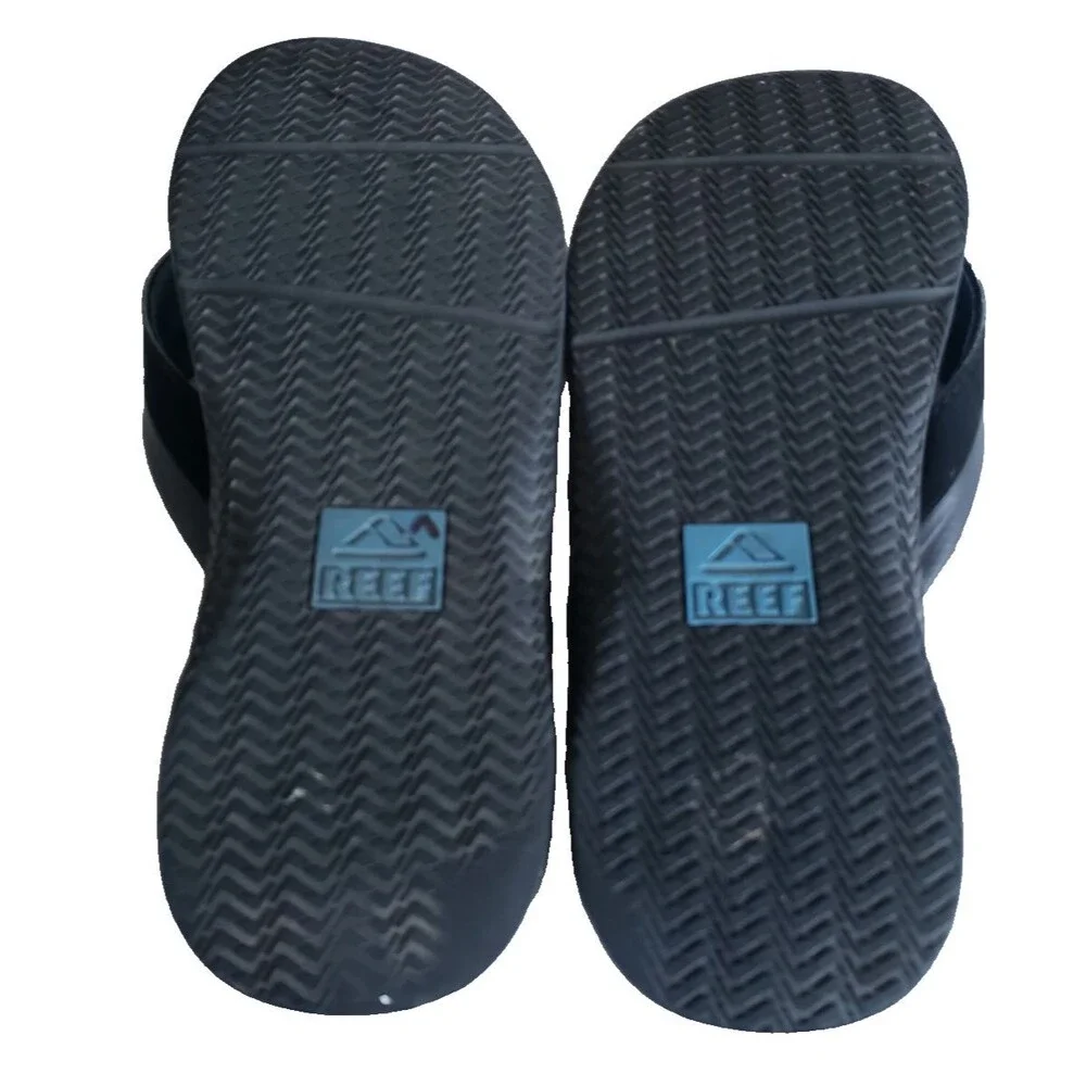 Men’s Reef Anchor Flip Flop Sandals Men's Size 10 Black Blue